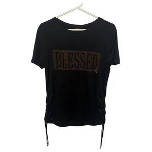 Black Ruched Short Sleeve T-Shirt